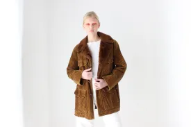 1970s Corduroy & Faux Fur Button Up Coat