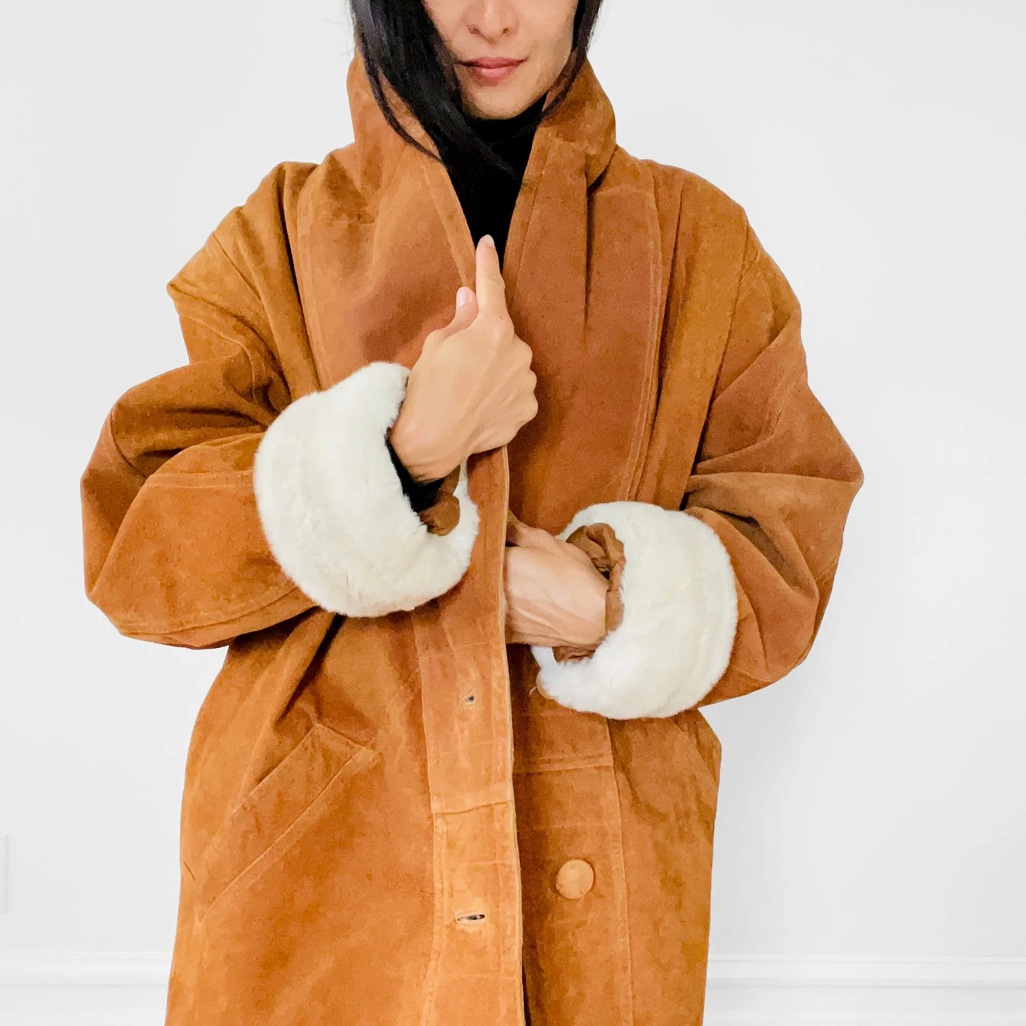 1980s Suede and Faux-Fur Quilted Coat