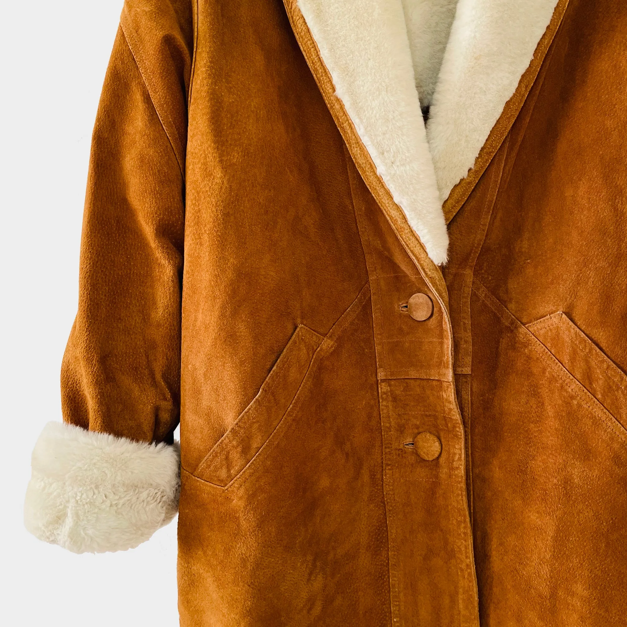 1980s Suede and Faux-Fur Quilted Coat