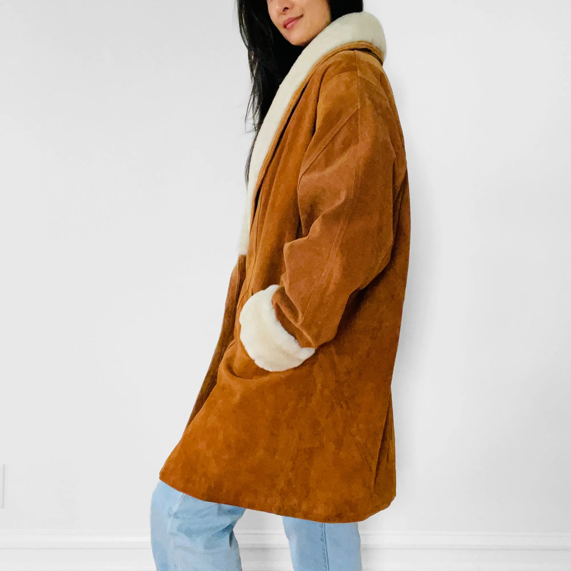 1980s Suede and Faux-Fur Quilted Coat