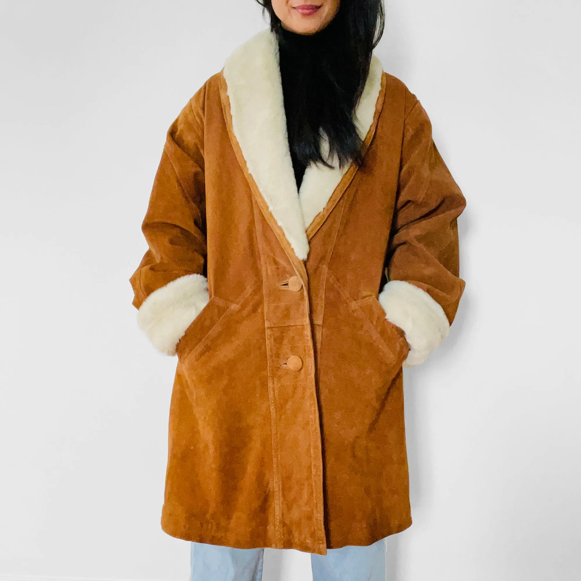 1980s Suede and Faux-Fur Quilted Coat