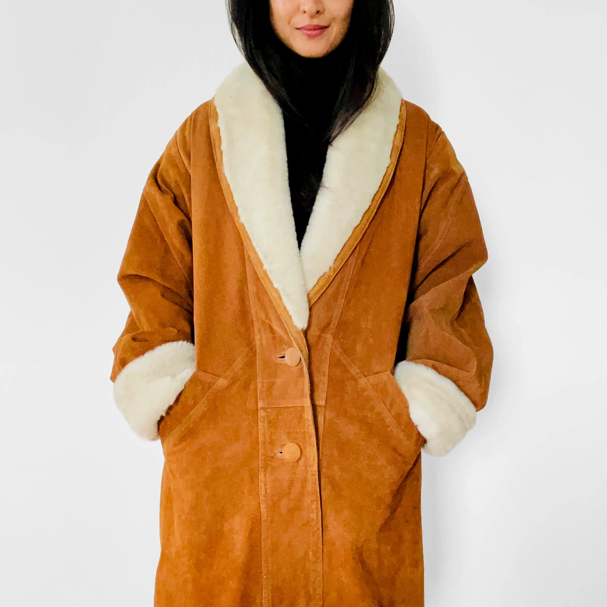 1980s Suede and Faux-Fur Quilted Coat