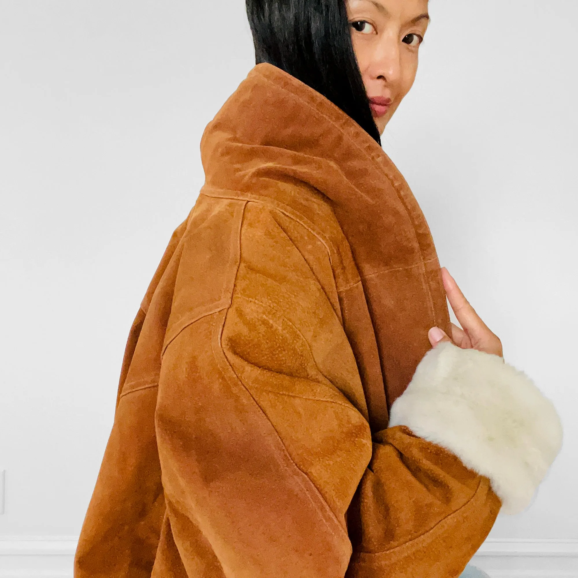 1980s Suede and Faux-Fur Quilted Coat