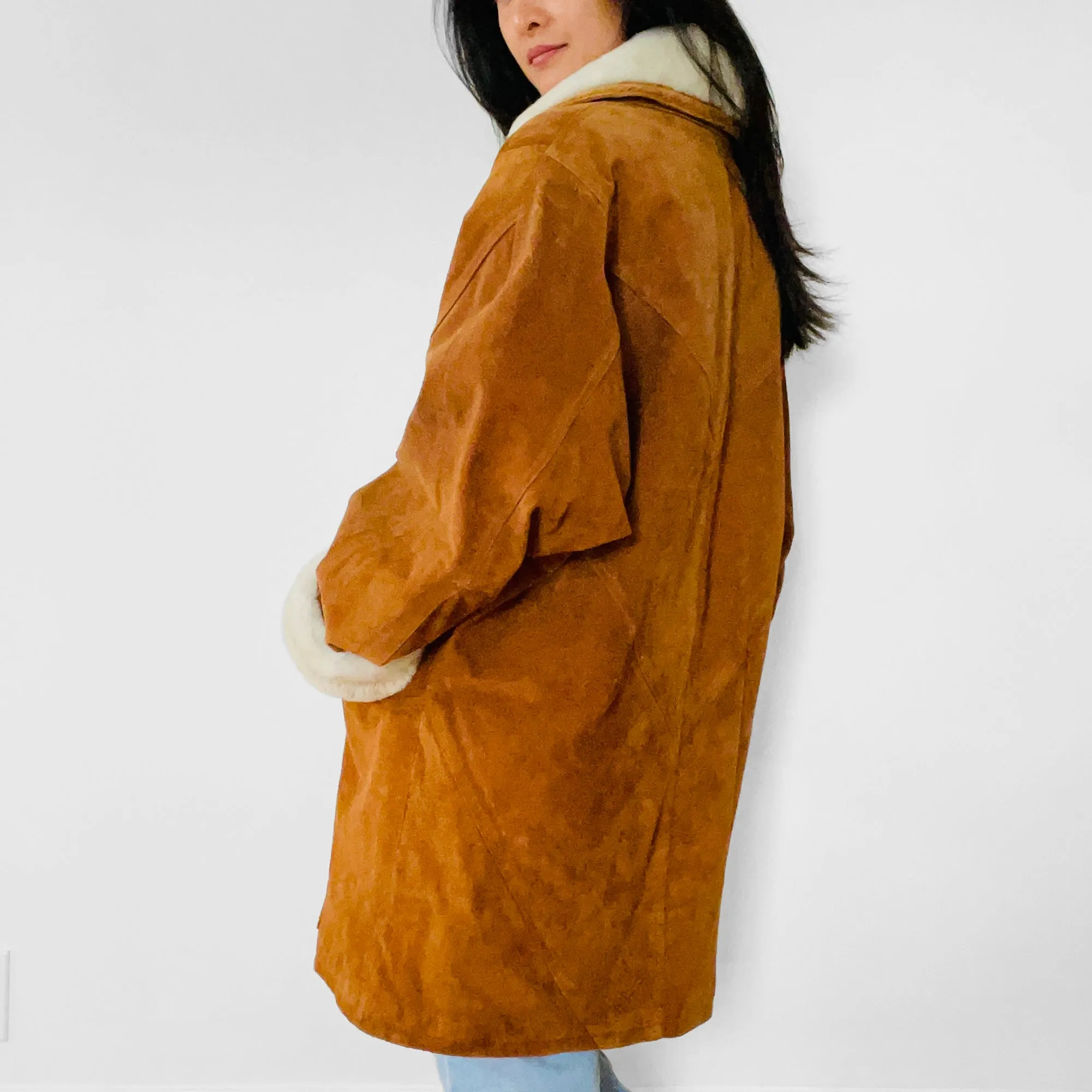 1980s Suede and Faux-Fur Quilted Coat