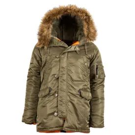 Alpha Industries Men's Vintage Olive/Orange N-3B Slim Parka