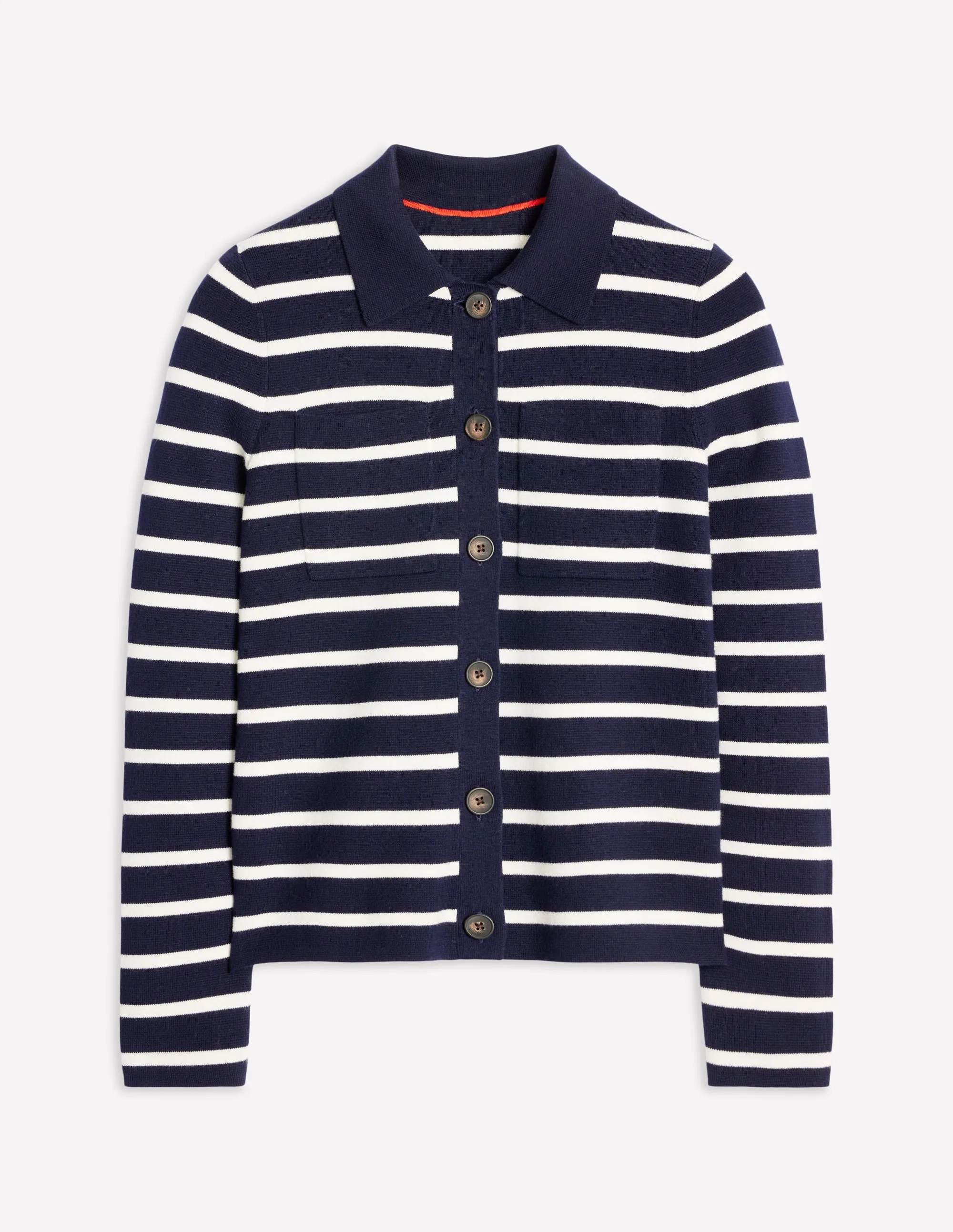 Astrid Knitted Shirt-Navy/ Warm Ivory