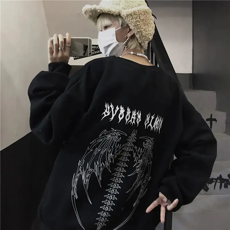 Back To School Sonicelife New Star Letter Print Retro Oversized Hoodies Women Street Hip-hop Color Harajuku Casual Zipper Sweatshirt Pullover Y2K Clothes