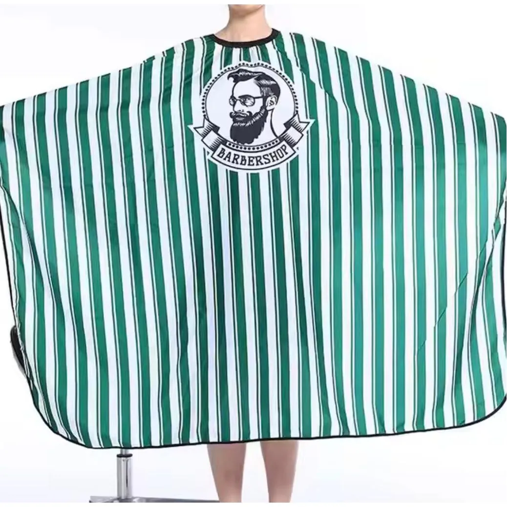 Barber Cape Barbershop Green White stripe