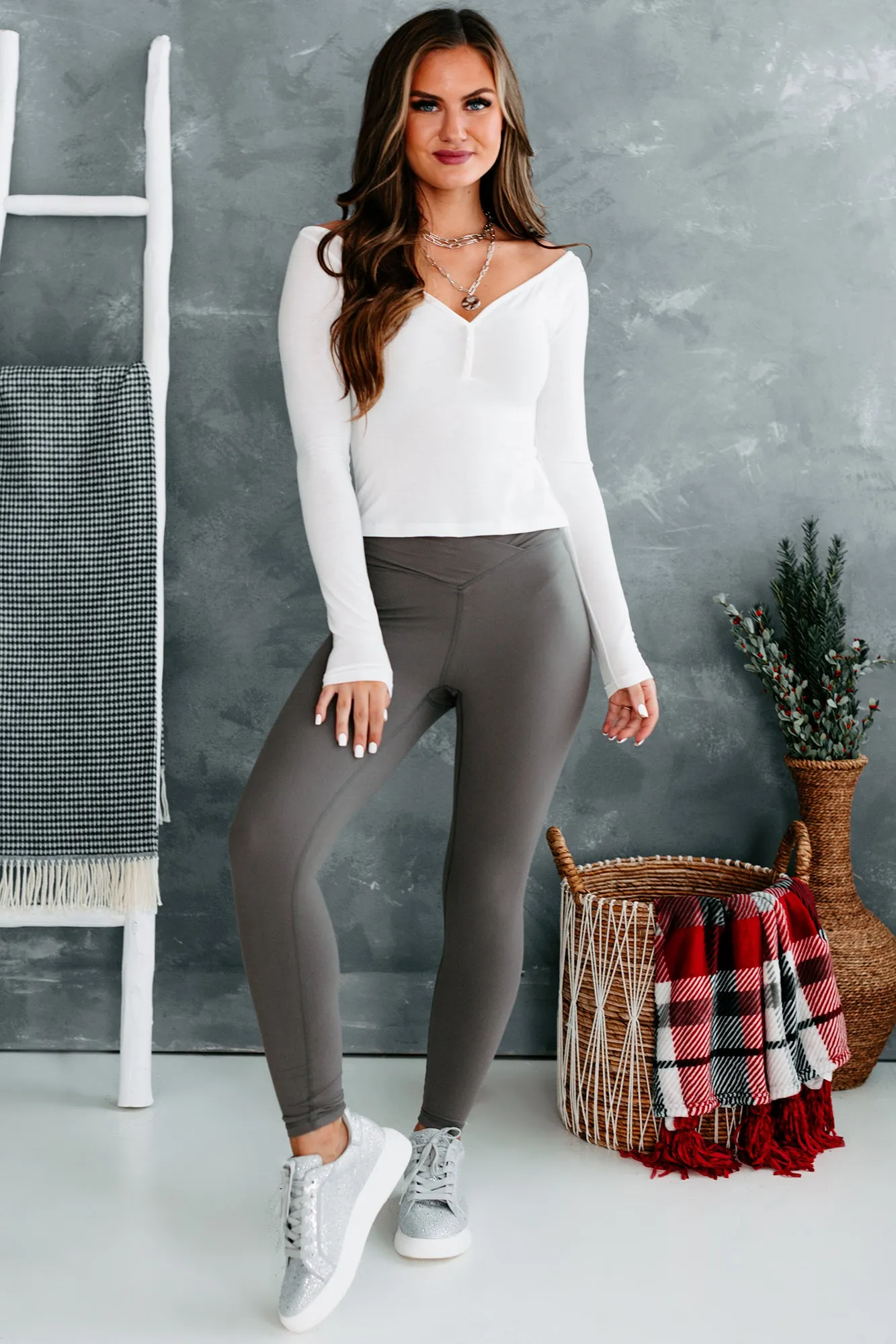 Beautifully Basic Buttery Soft Cross-Over Leggings (Smoke Grey)