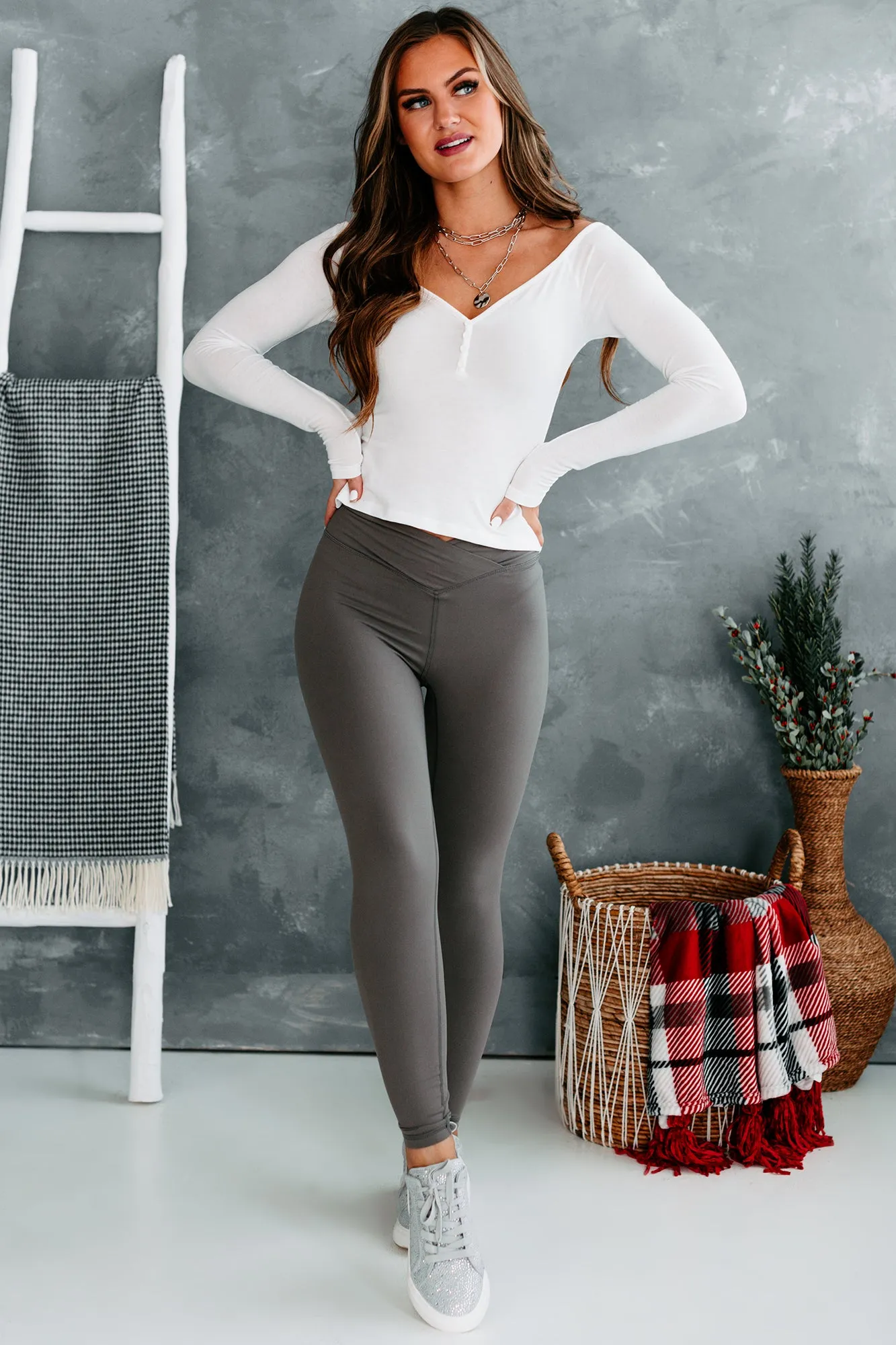 Beautifully Basic Buttery Soft Cross-Over Leggings (Smoke Grey)