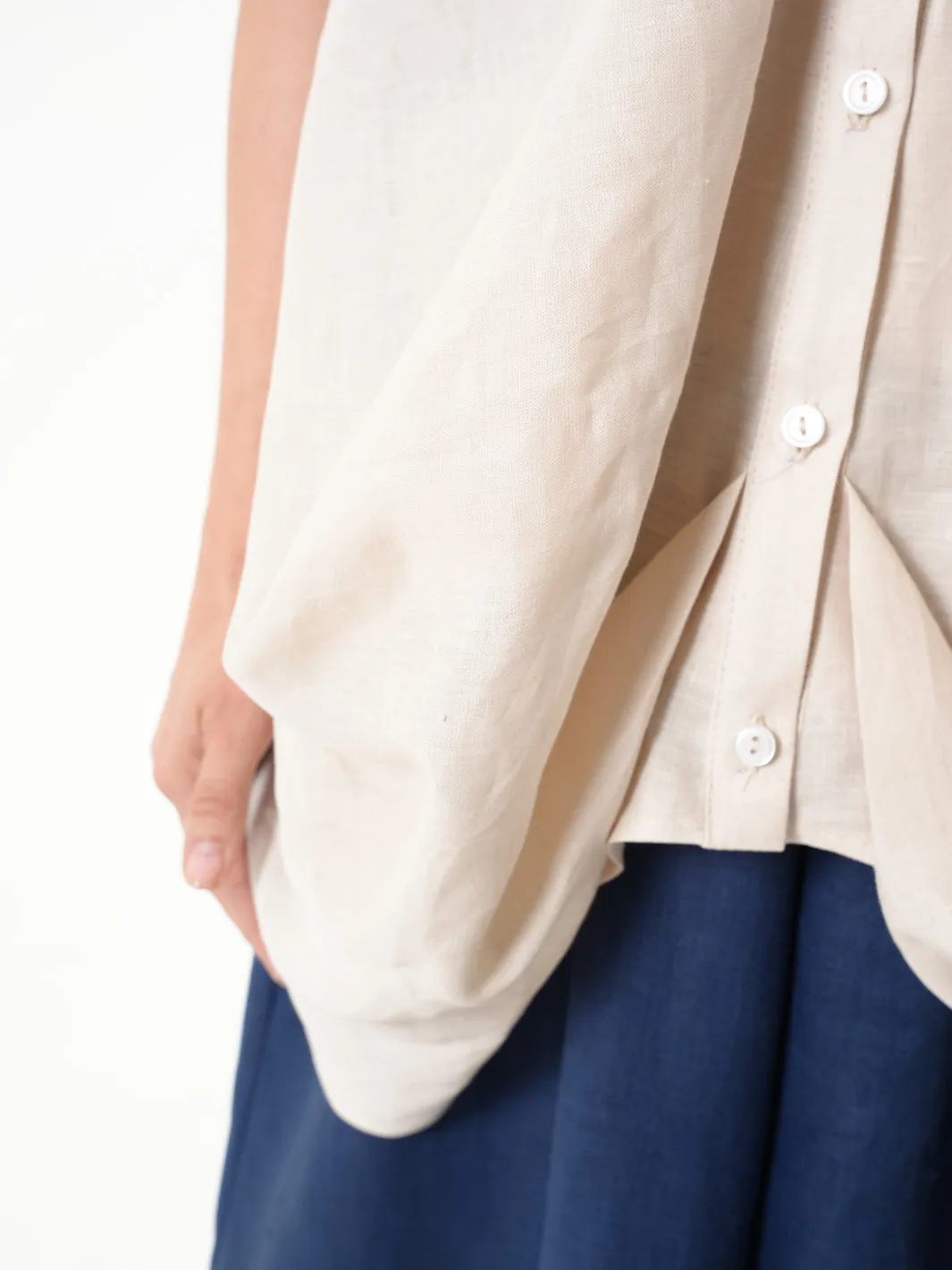 Beige Linen Top With Buttons