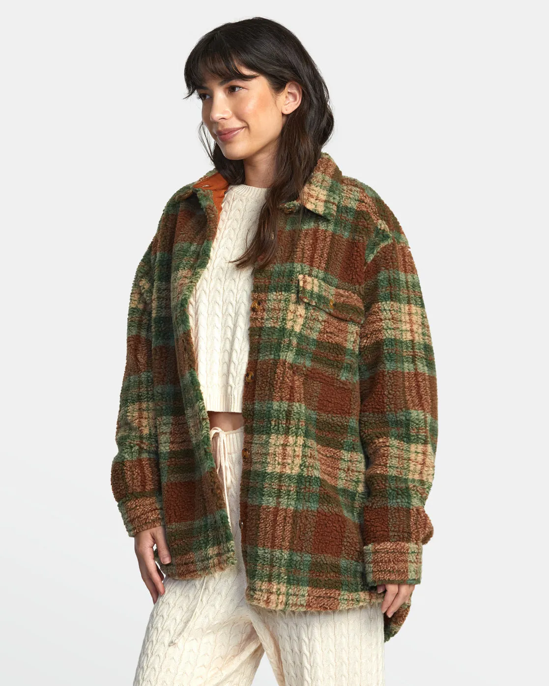 Birdie Shacket Flannel Jacket - Caramel