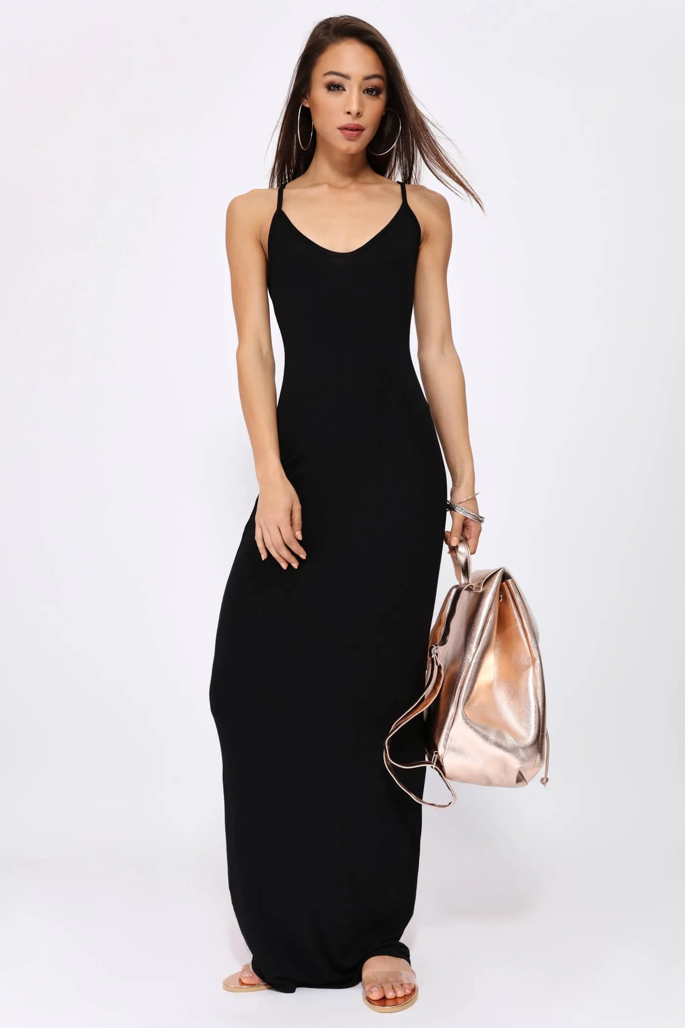 Black Jersey Bodycon Maxi Dress