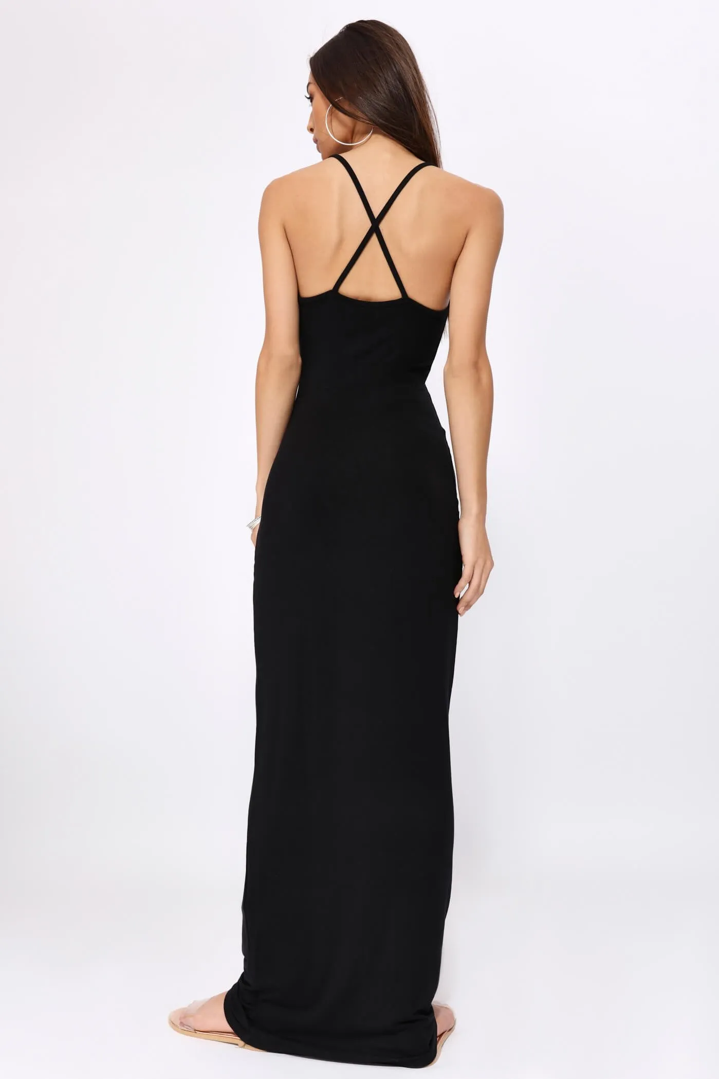 Black Jersey Bodycon Maxi Dress