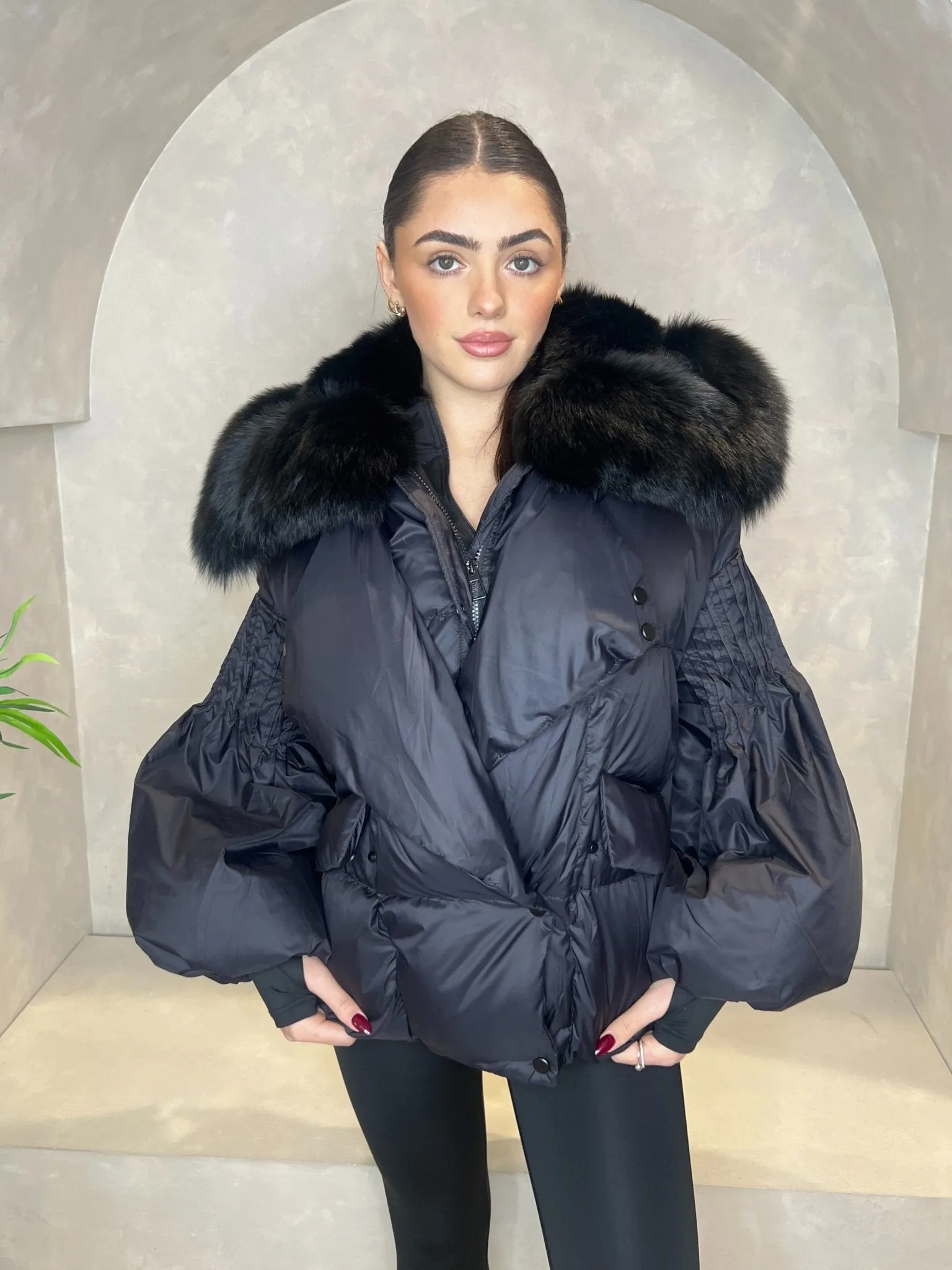 Black Luxury Fur Collar Jacket