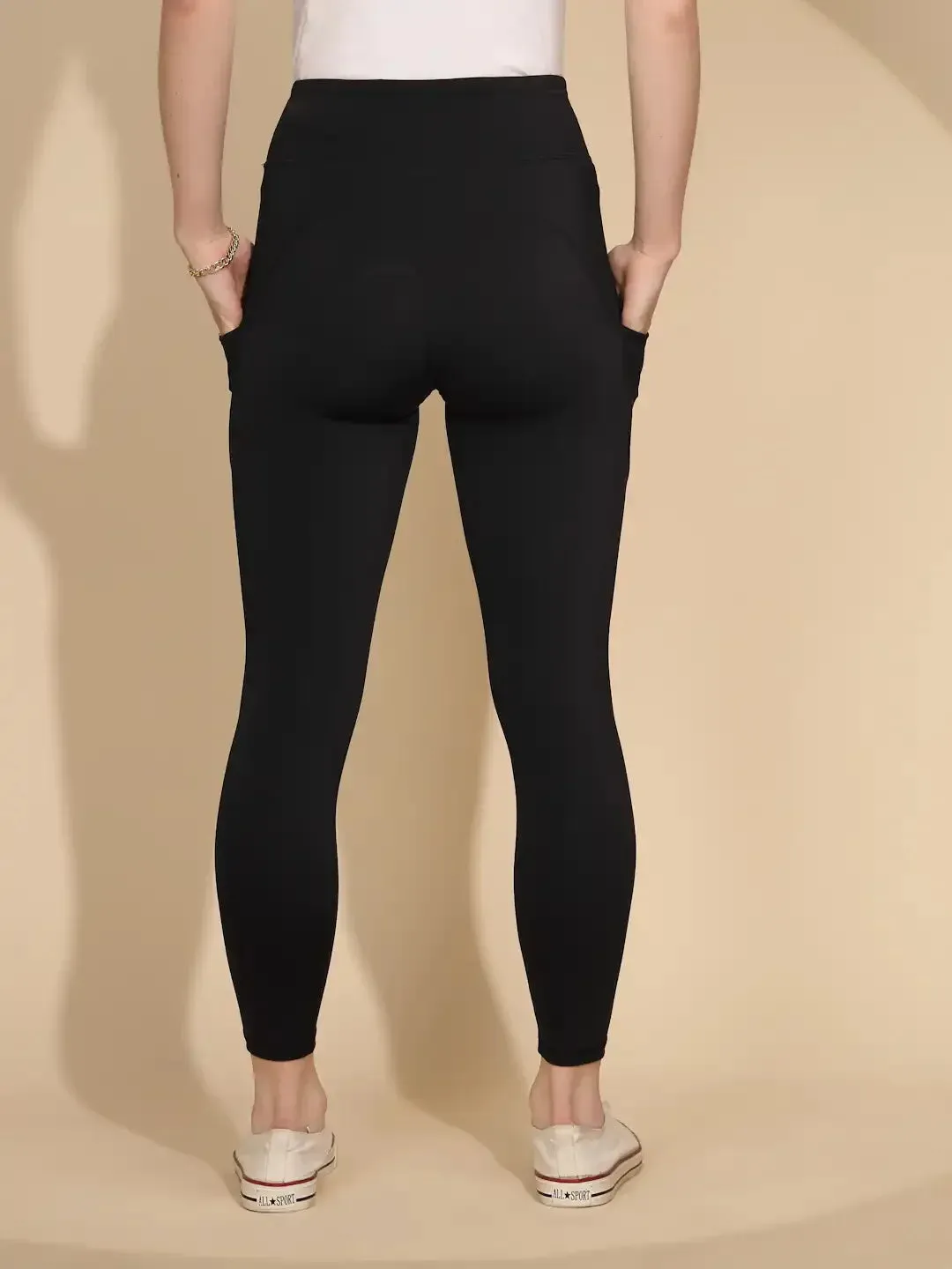 Black Polycotton Skinny Fit Legging For Women