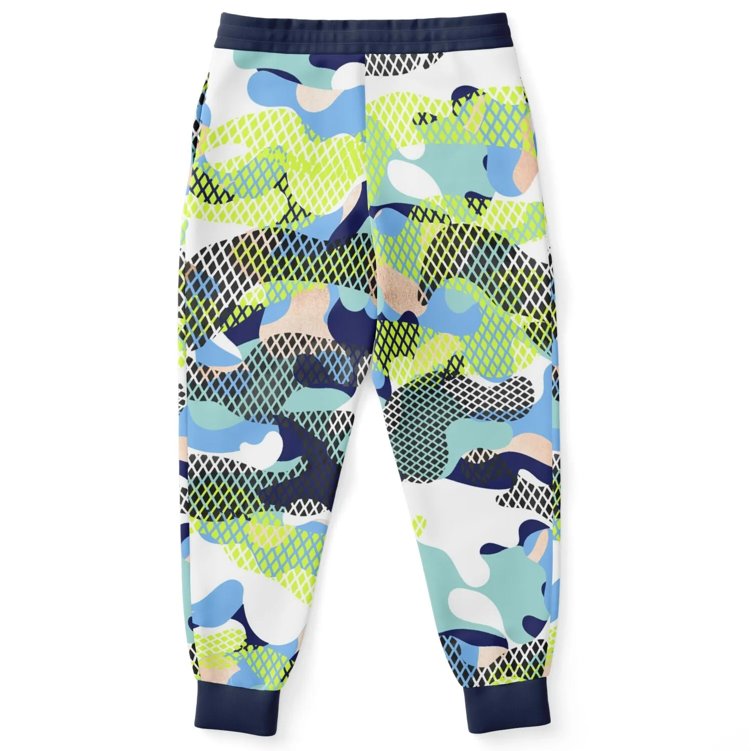 Blue and Lime Eco-Poly Camo Unisex Joggers