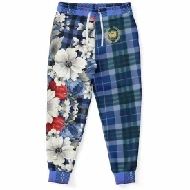 Blue Fashionista Floral Plaid Eco-Poly Unisex Joggers