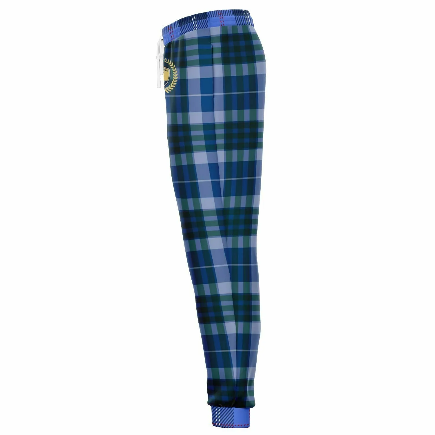 Blue Fashionista Floral Plaid Eco-Poly Unisex Joggers