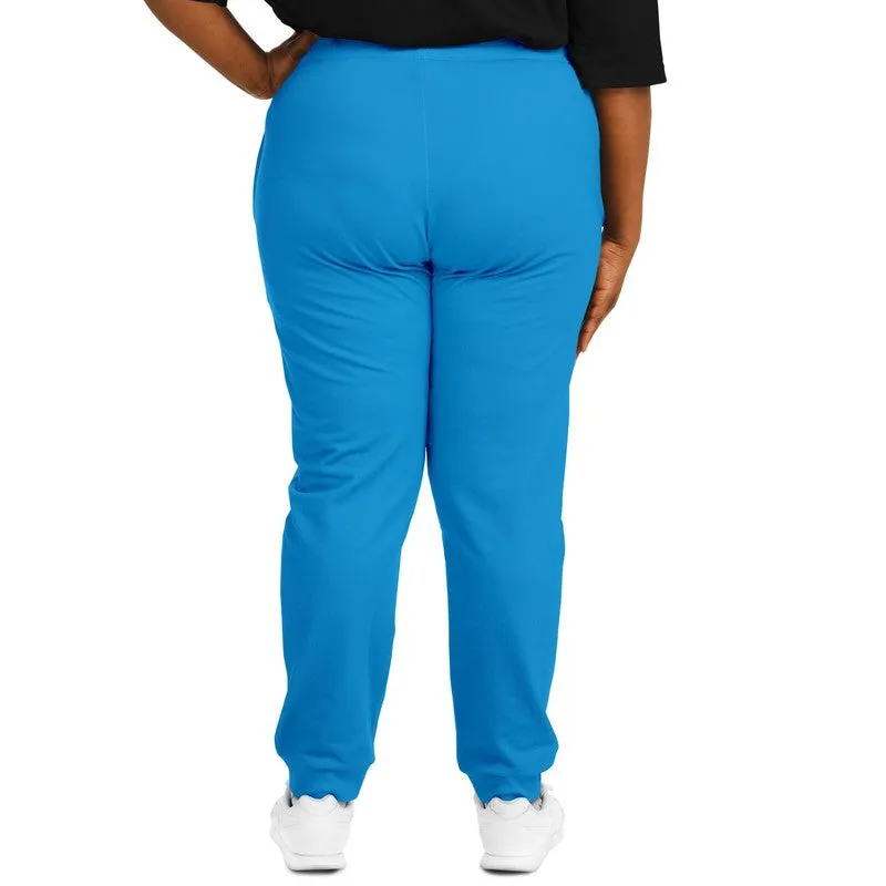 Bright Blue Cyan Joggers | Unisex | with PLUS sizes | Bright Pure Blue Cyan | C100M25Y0K0