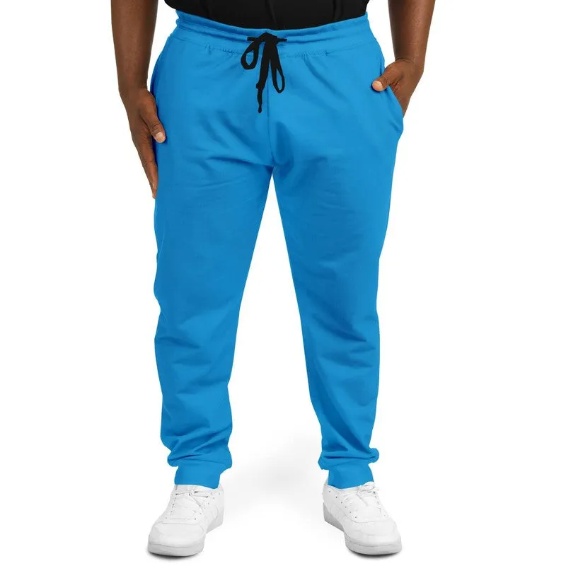 Bright Blue Cyan Joggers | Unisex | with PLUS sizes | Bright Pure Blue Cyan | C100M25Y0K0