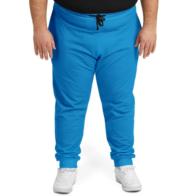 Bright Blue Cyan Joggers | Unisex | with PLUS sizes | Bright Pure Blue Cyan | C100M25Y0K0