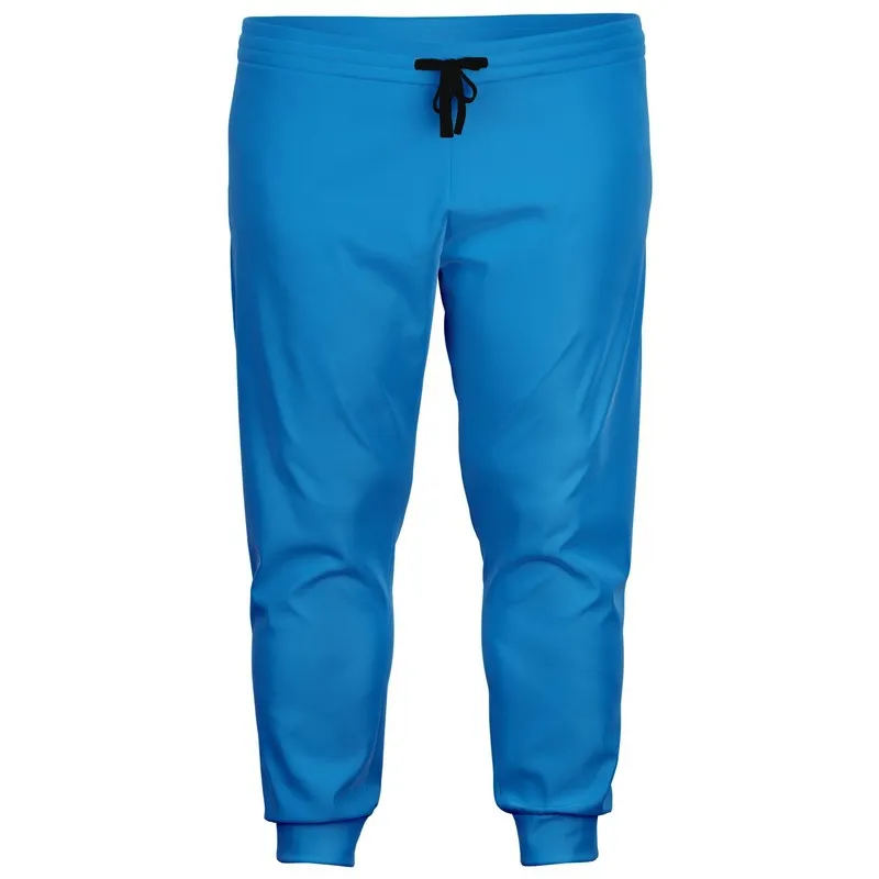 Bright Blue Cyan Joggers | Unisex | with PLUS sizes | Bright Pure Blue Cyan | C100M25Y0K0