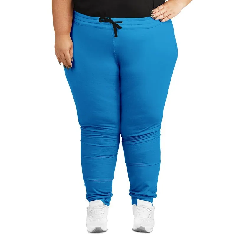 Bright Blue Cyan Joggers | Unisex | with PLUS sizes | Bright Pure Blue Cyan | C100M25Y0K0