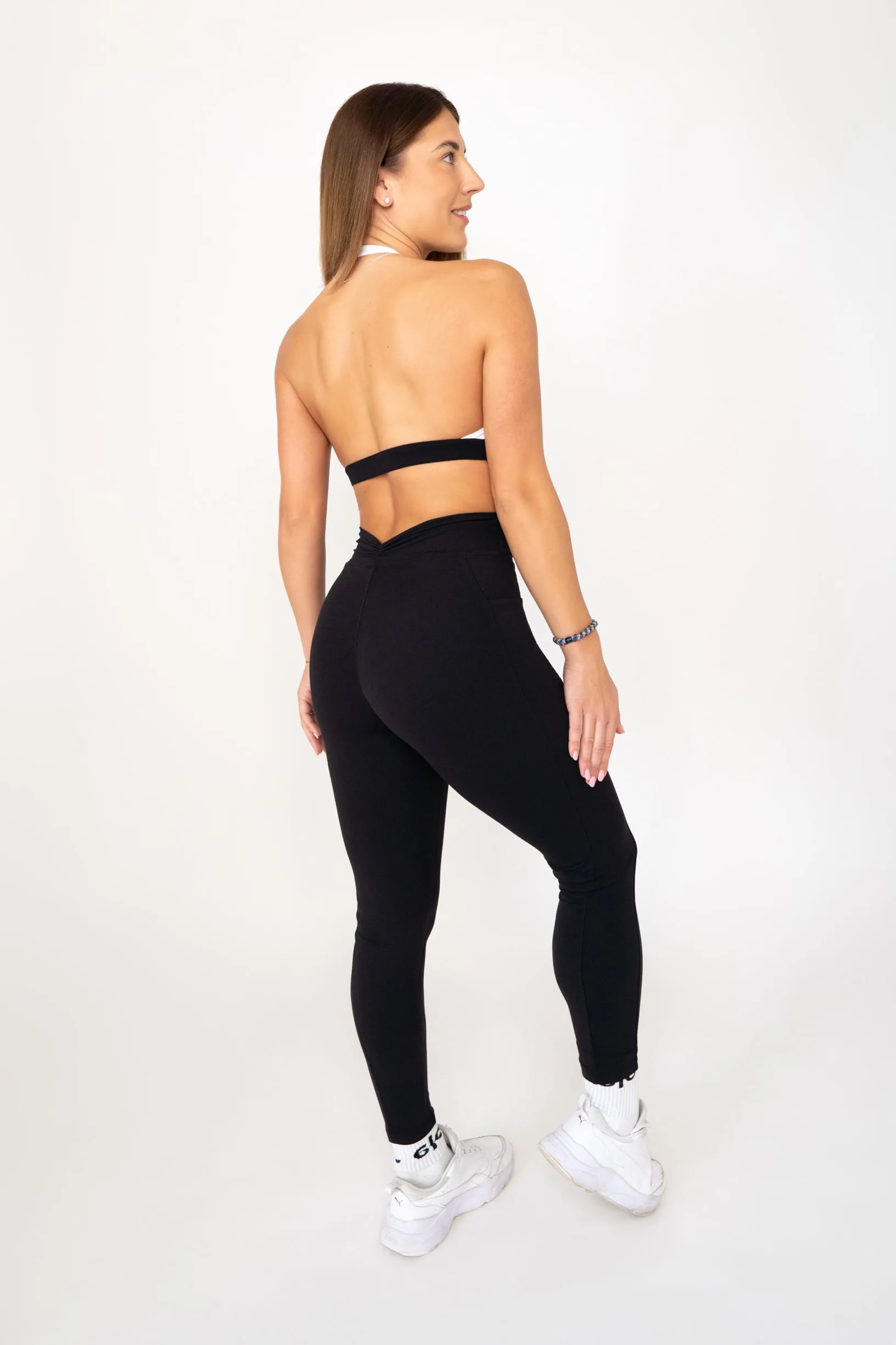 Brown soft material leggings & bra set