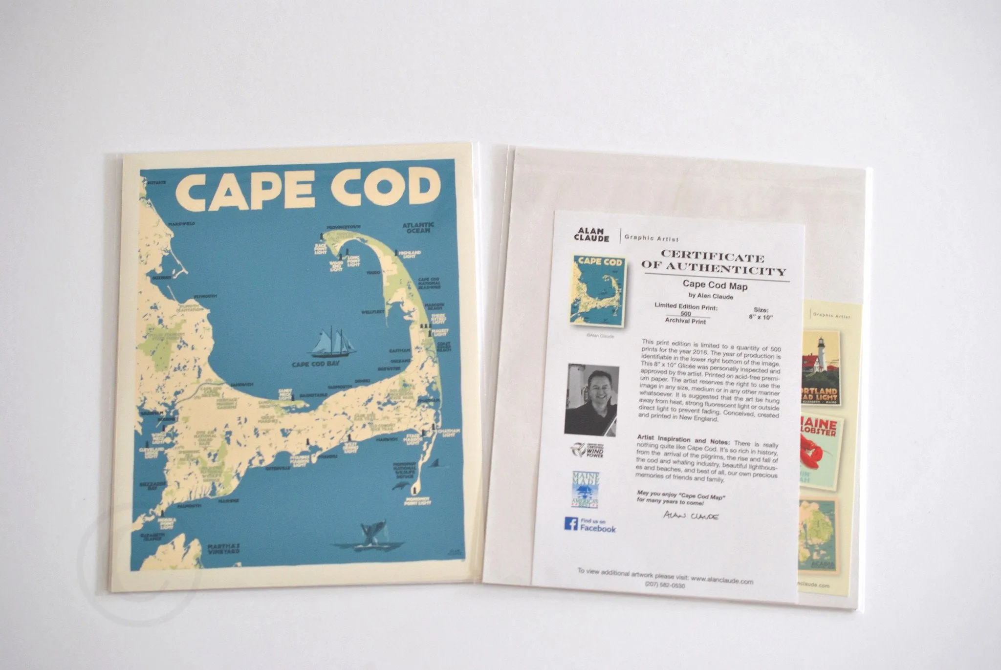 Cape Cod Map Art Print 8" x 10" Travel Poster By Alan Claude - Massachusetts