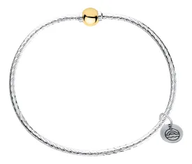 Cape Cod Textured Sterling Silver Bracelet 14k Yellow Gold