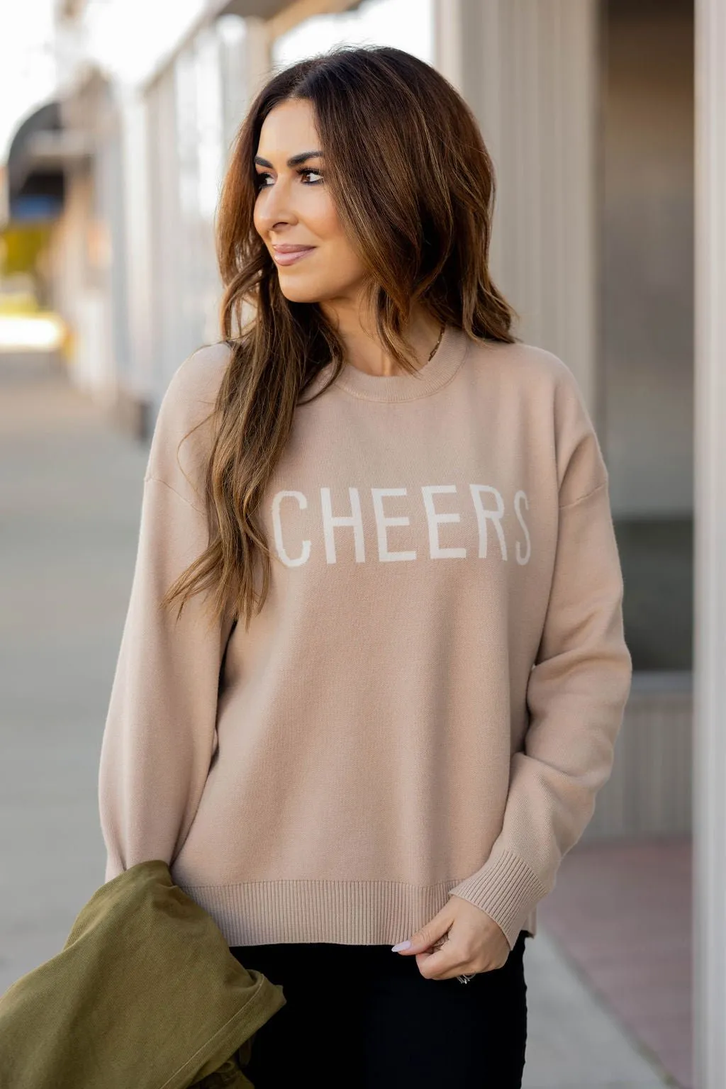 Cheers Ribbed Trim Sweater