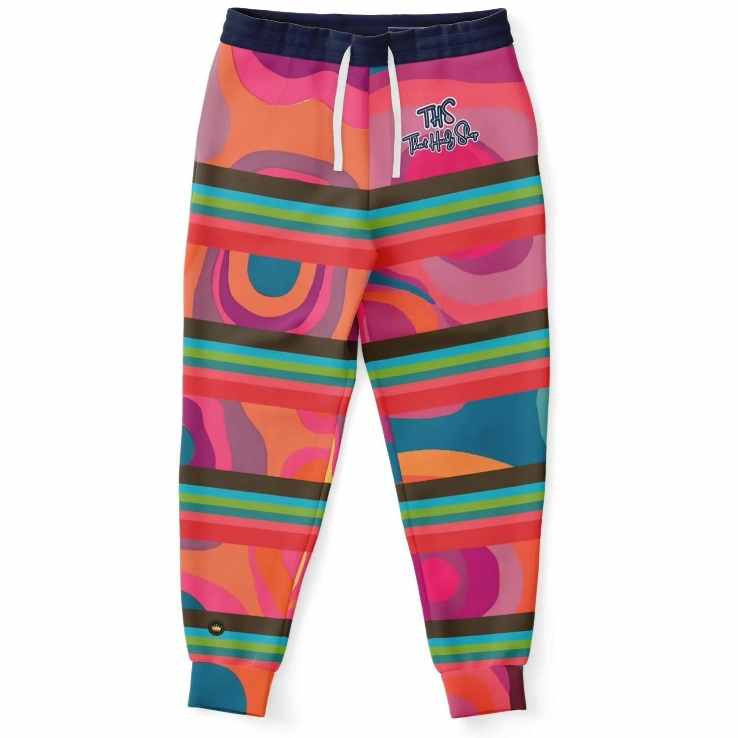 Color Bright Retro Geo Stripe Eco-Poly Unisex Joggers