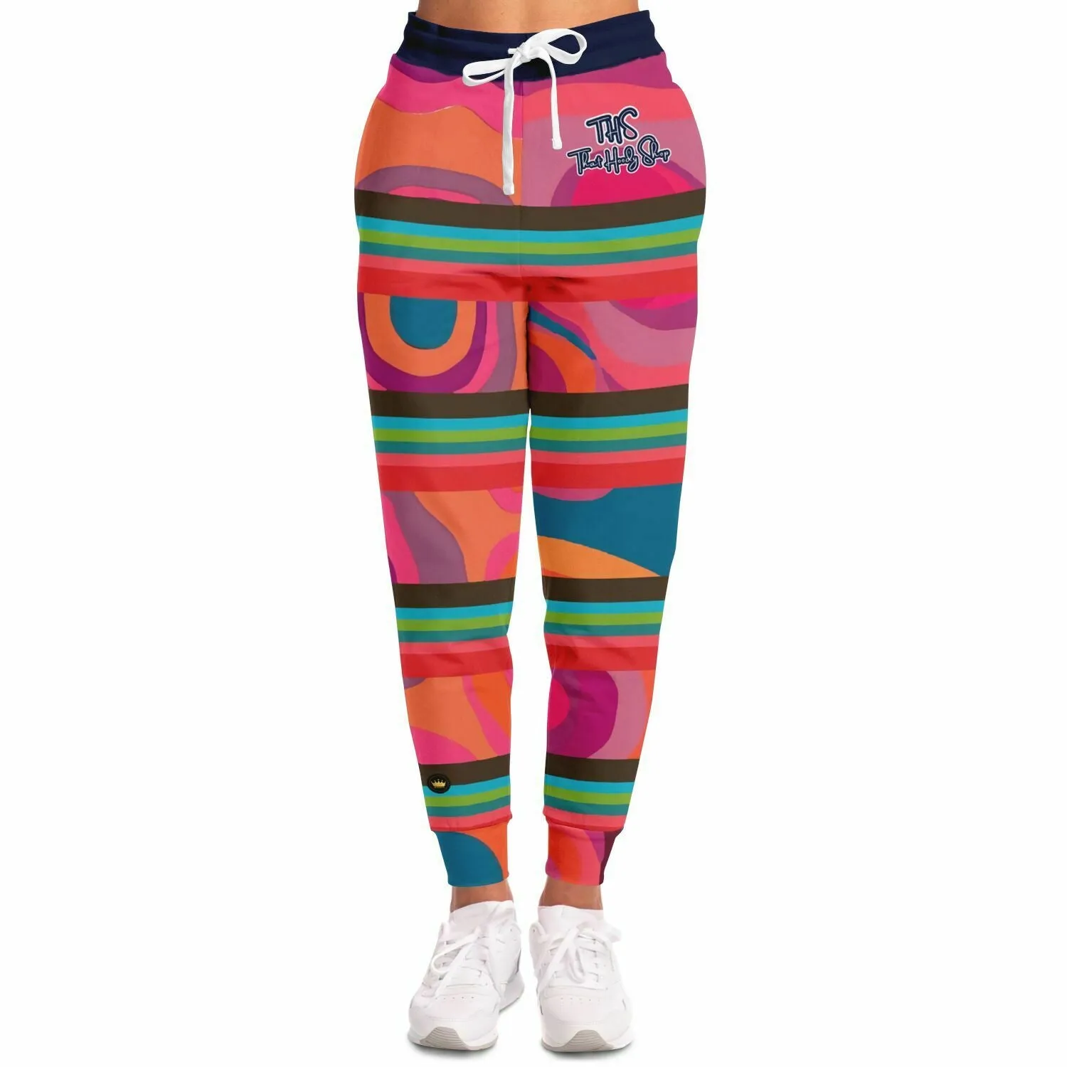 Color Bright Retro Geo Stripe Eco-Poly Unisex Joggers