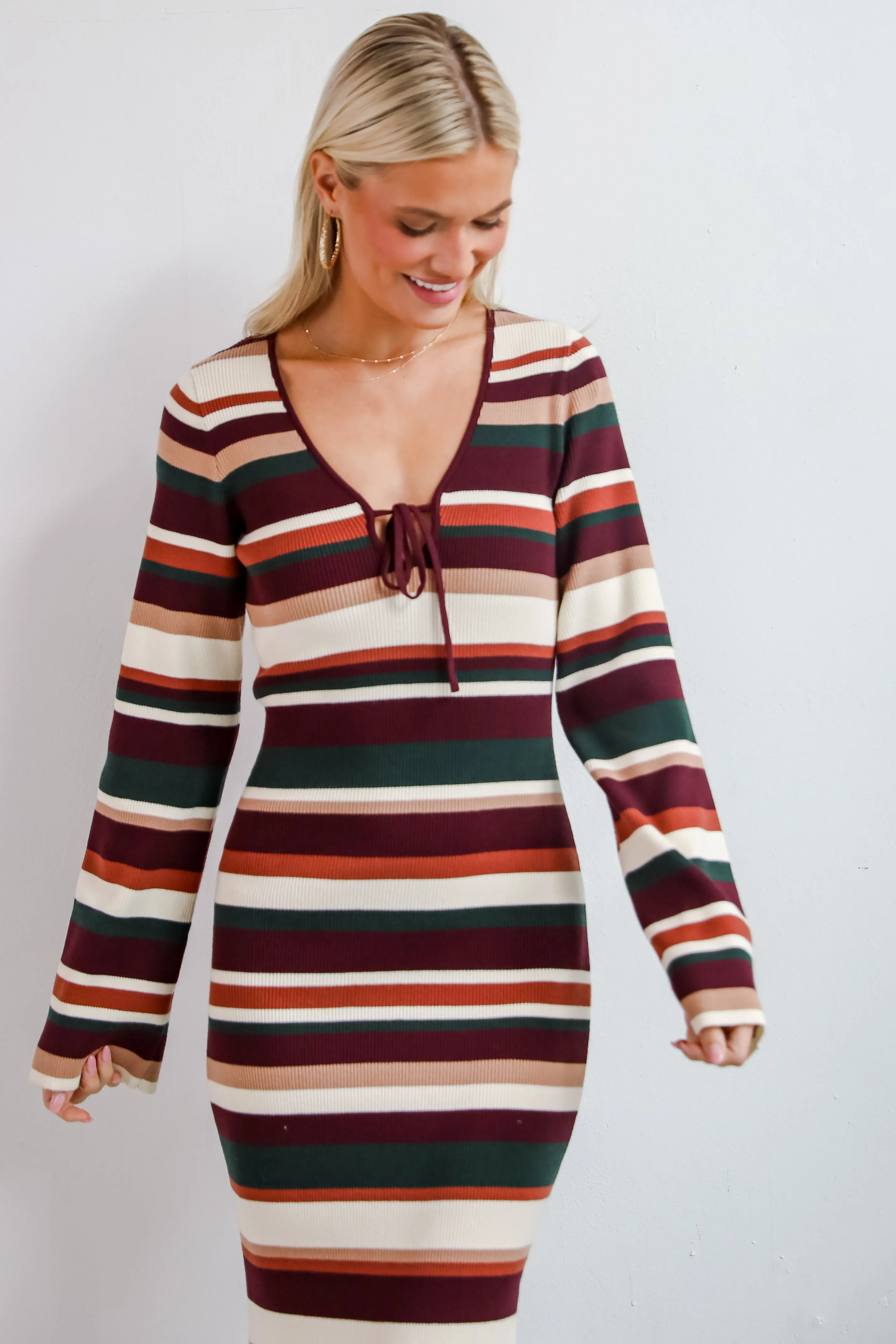 Comforting Cuteness Multi Striped Knit Maxi Dress