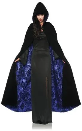 Deluxe Velvet and Satin Flocked Cape Purple