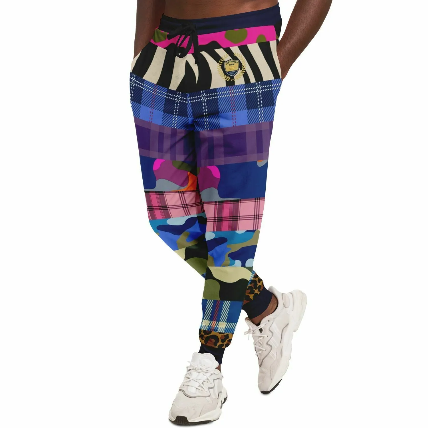 Drum Roll Please - Rockin Panda Camo Plaid Eco-Poly Unisex Joggers