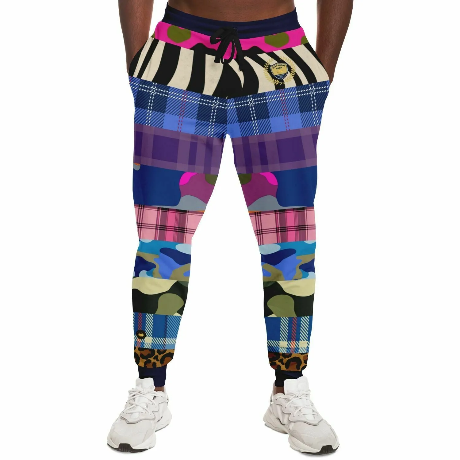 Drum Roll Please - Rockin Panda Camo Plaid Eco-Poly Unisex Joggers