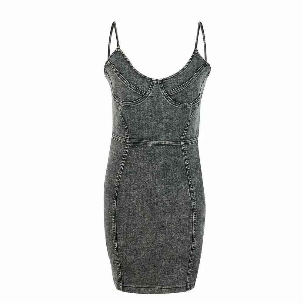 FashionSierra - New Women's Denim Bodycon Bandage Short Mini Dress Sexy Ladies Sleeveless Summer Cocktail Club Holiday Sundress