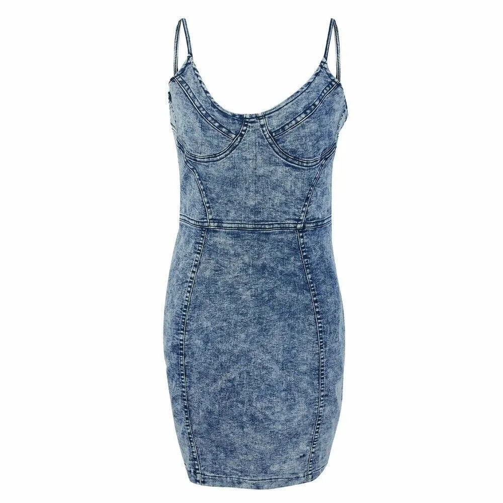 FashionSierra - New Women's Denim Bodycon Bandage Short Mini Dress Sexy Ladies Sleeveless Summer Cocktail Club Holiday Sundress