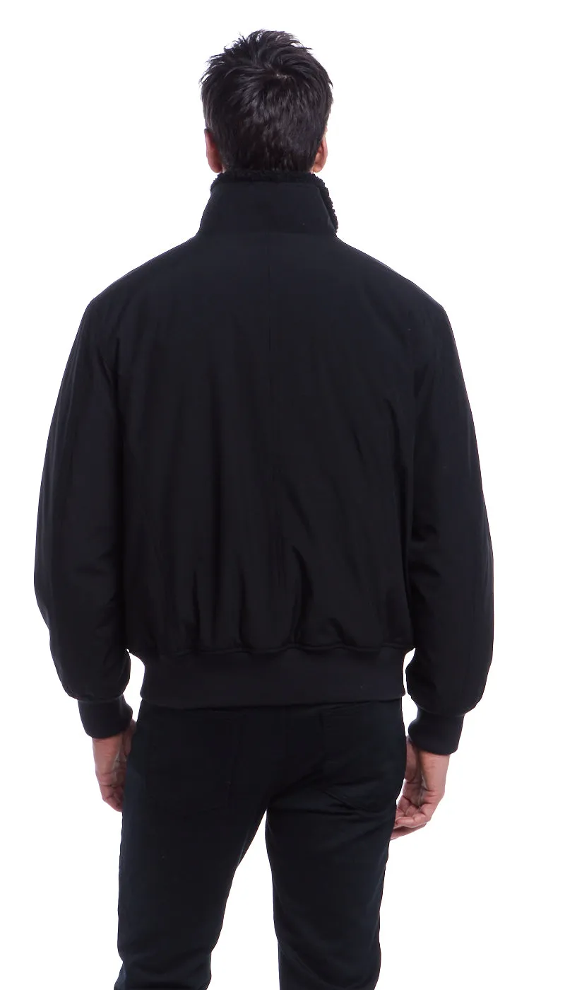 FLEX TECH BOMBER WITH FAUX FUR TRIM