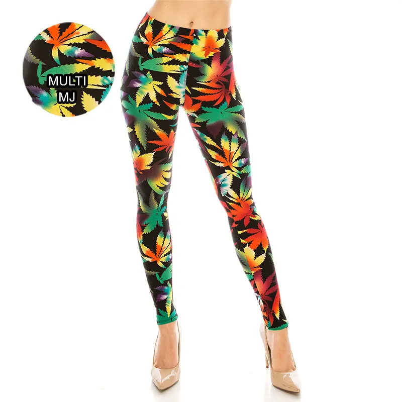 Floral Patterned Ultra Soft Leggings (Regular/Plus Size)