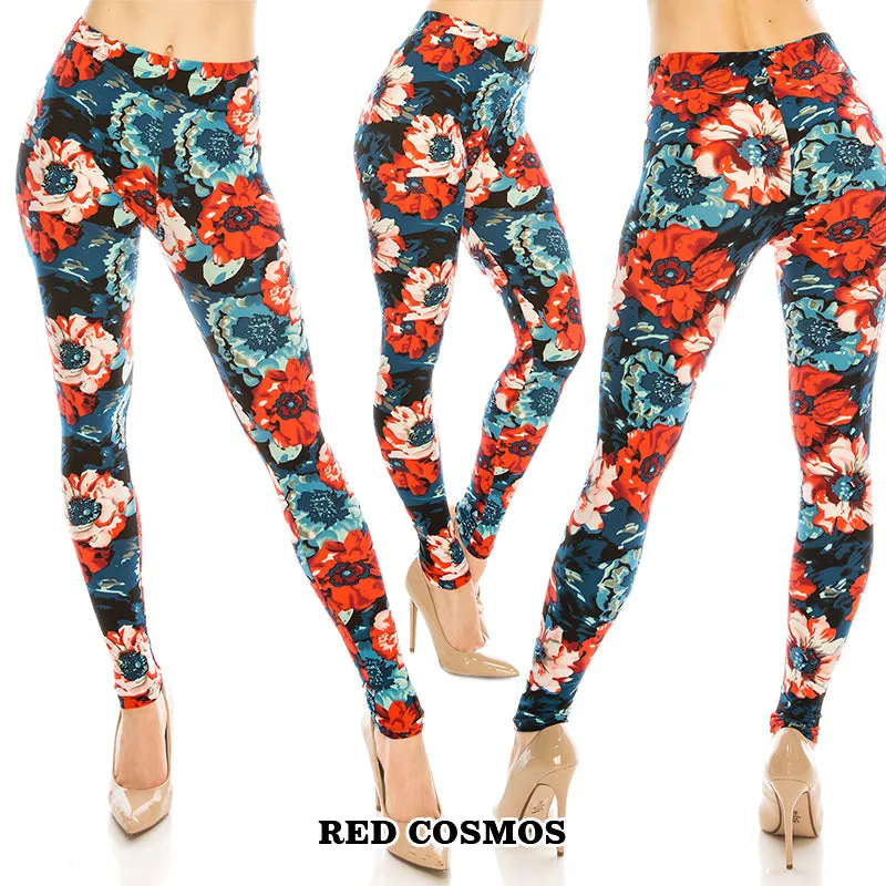 Floral Patterned Ultra Soft Leggings (Regular/Plus Size)