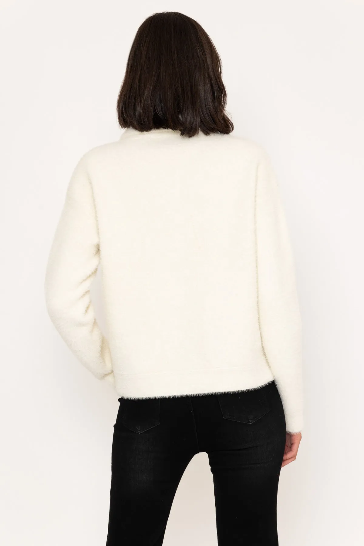 Fluffy Knitted Shacket in Ivory