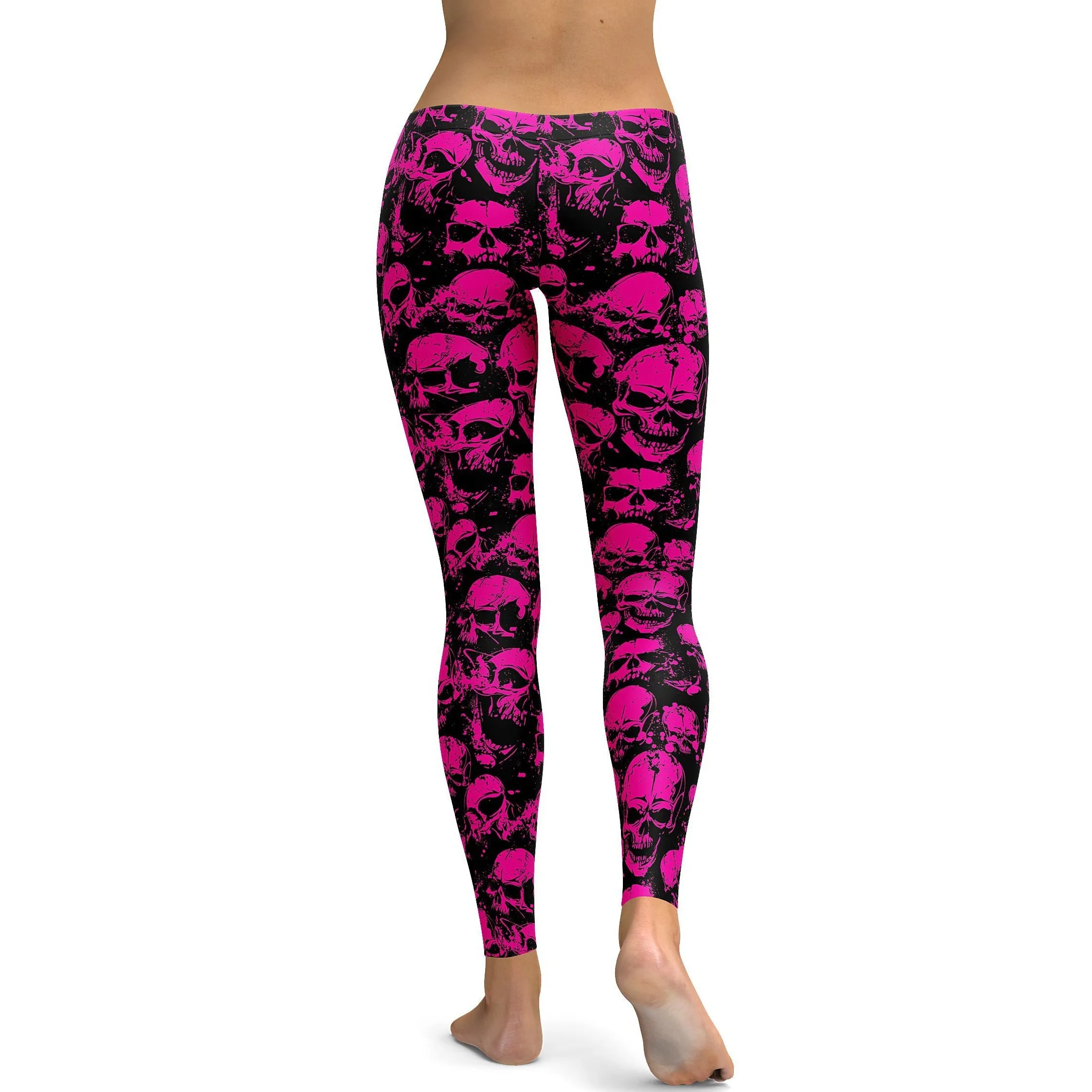 Fluro Pink Skull Leggings