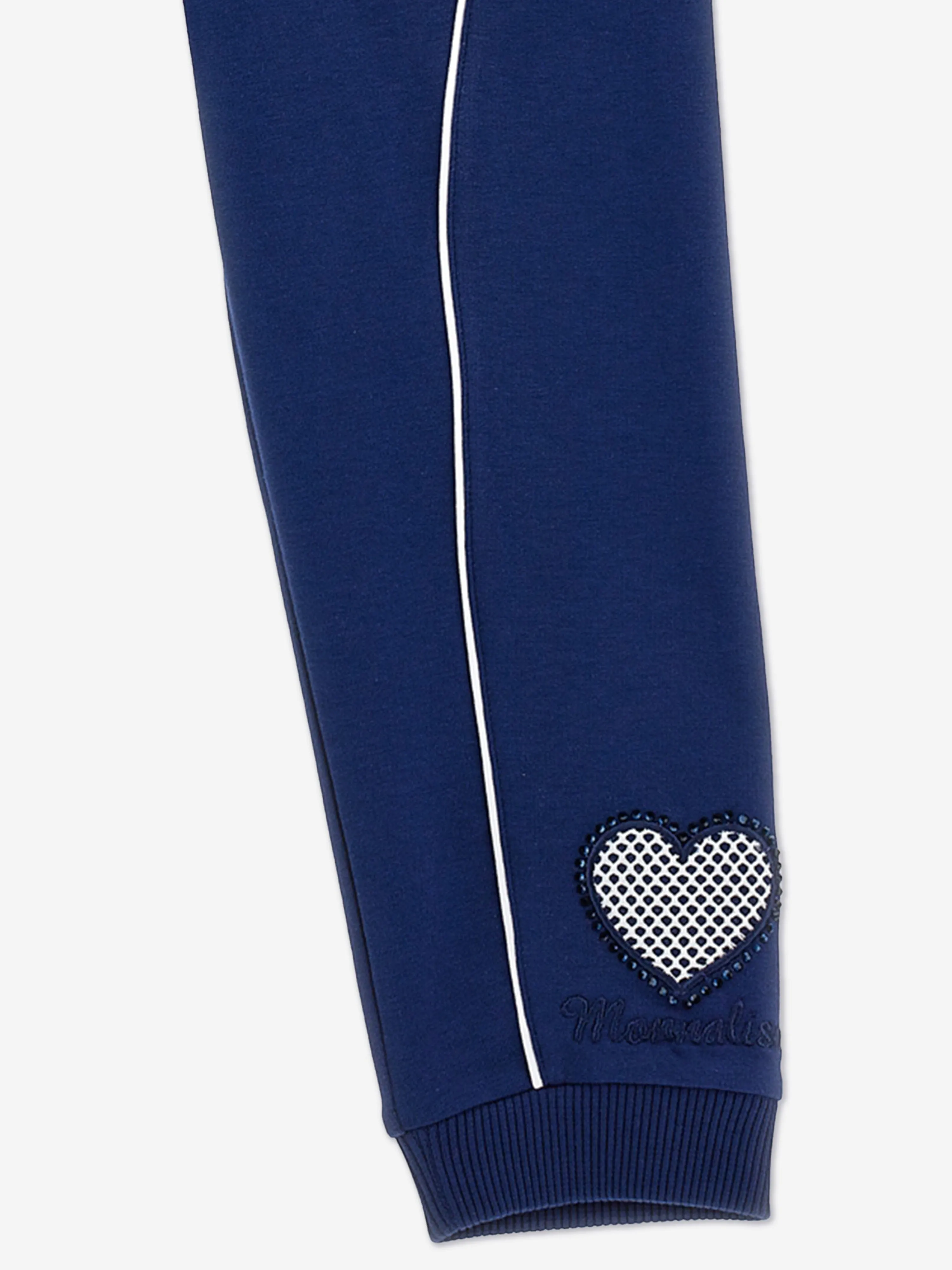 Girls Contrast Piping Joggers in Blue