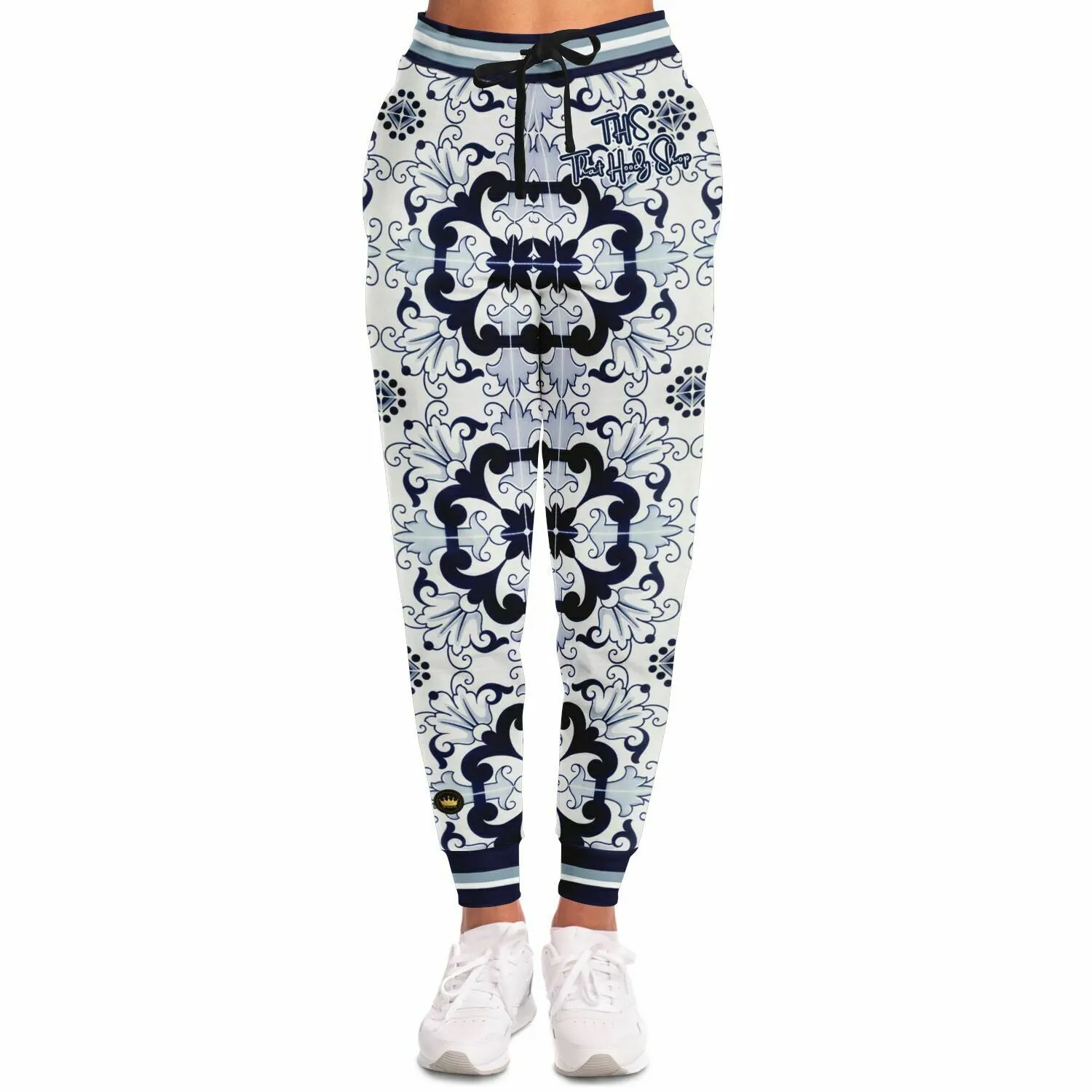 Greyscale Floral Tavira Tile Eco-Poly Unisex Joggers