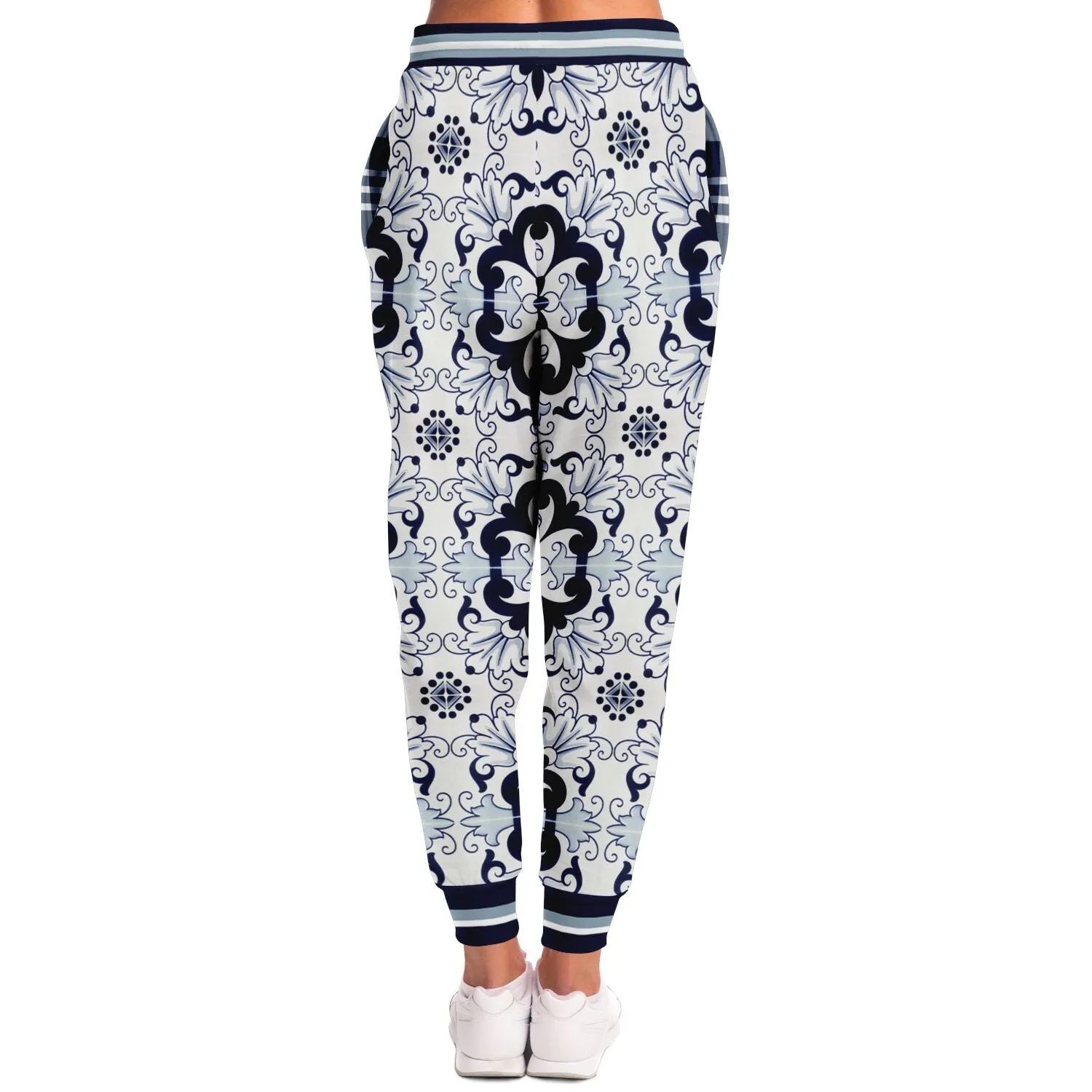 Greyscale Floral Tavira Tile Eco-Poly Unisex Joggers