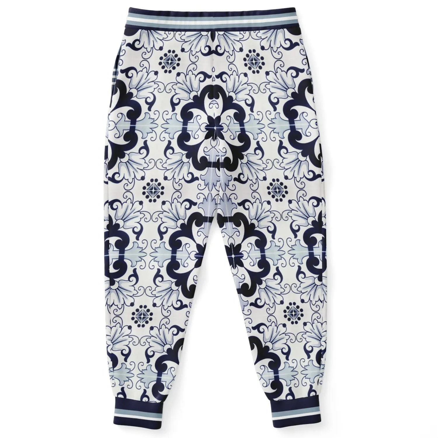 Greyscale Floral Tavira Tile Eco-Poly Unisex Joggers