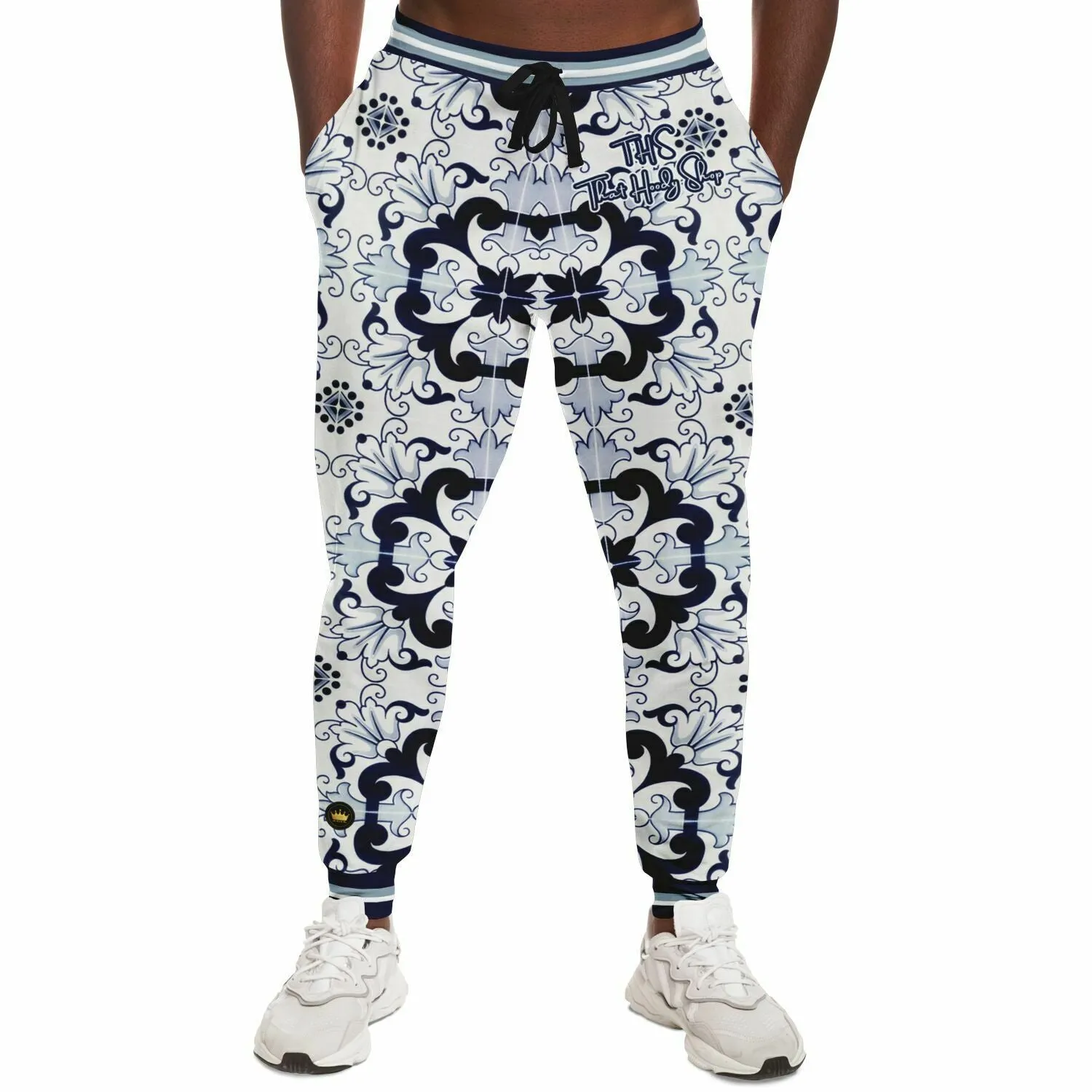 Greyscale Floral Tavira Tile Eco-Poly Unisex Joggers